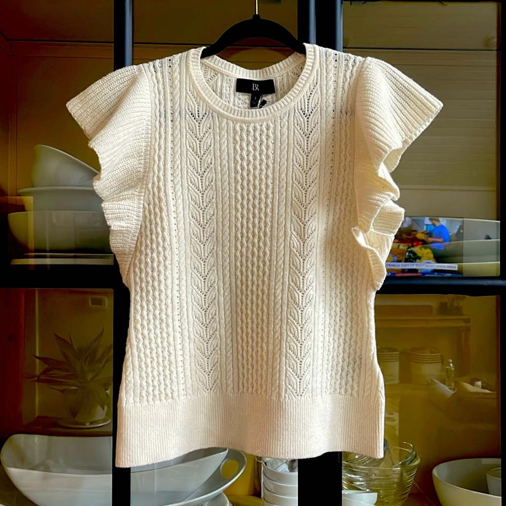 Banana Republic Cream Flutter Sleeve Sweater Size SM